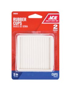 Rubber Caster Cup White Square 3 in. W x 3 in. L 2 pk