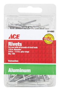 1/8 in. Dia. x 1/2 in. Aluminum Rivets Silver 100 pk