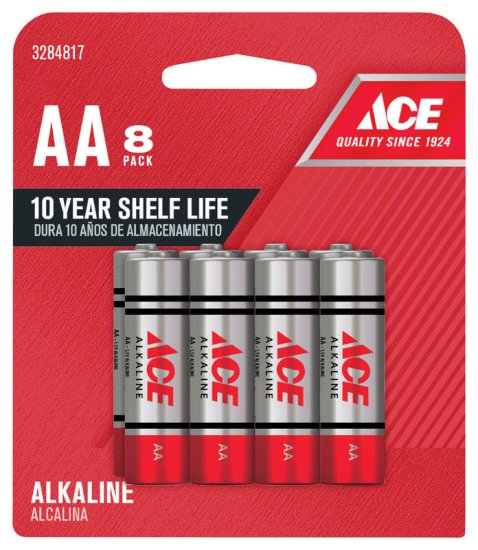 Ace AA Alkaline Batteries 8 pk Carded