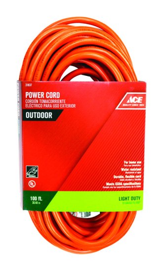 Indoor and Outdoor 100 ft. L Orange Extension Cord 16/3 SJTW