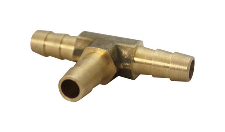 Brass 1/4 in. Dia. x 1/4 in. Dia. Tee Connector 1 pk Yellow