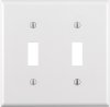 White 2 gang Thermoset Plastic Toggle Wall Plate 1 pk