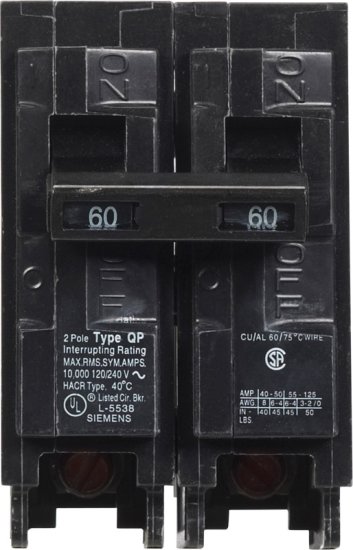 Siemens 60 amps Standard 2-Pole Circuit Breaker