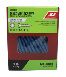 3/16 in. x 3-1/4 in. L Slotted Hex Washer Head Masonry Screw