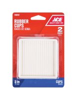 Rubber Caster Cup White Square 3 in. W x 3 in. L 2 pk