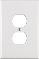 White 1 gang Plastic Duplex Outlet Wall Plate Jumbo