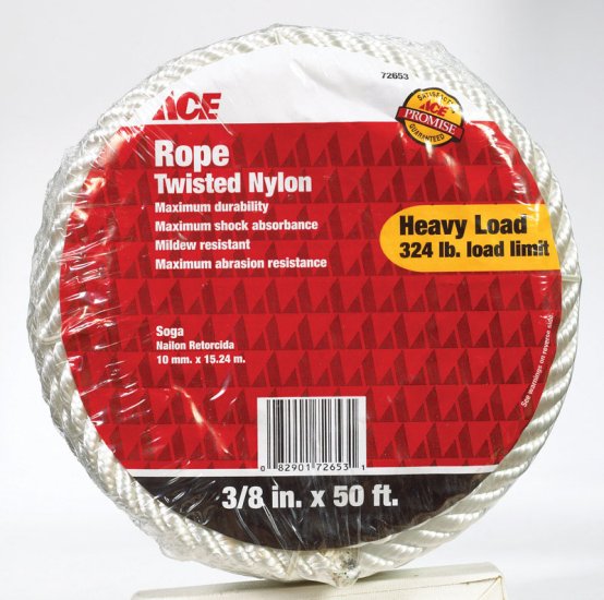 Wellington 3/8 in. Dia. x 45 ft. L White Twisted Nylon Rope - Total Qty: 1,  Count of: 1 - Jay C Food Stores