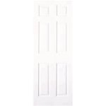 30 in. x 80 in. Textured 6-Panel Primed White Hollow Core Compos