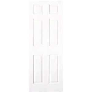 30 in. x 80 in. Textured 6-Panel Primed White Hollow Core Compos