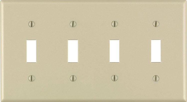 Ivory 4 gang Thermoset Plastic Toggle Wall Plate 1 pk