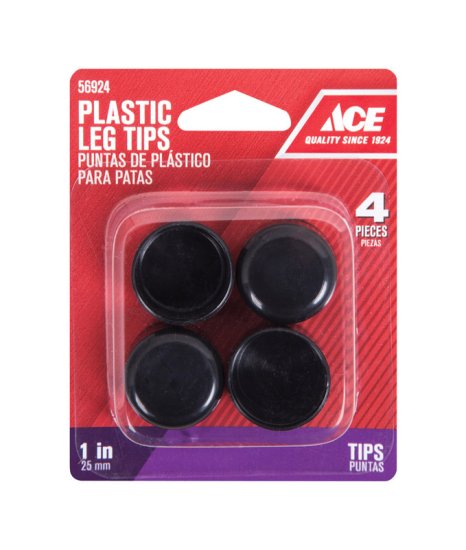 Plastic Leg Tip Black Round 1 in. W 4 pk