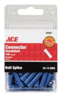 Insulated Wire Butt Connector Blue 100 pk