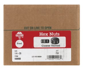 1/4 Zinc-Plated Steel USS Hex Nut 3378 pk