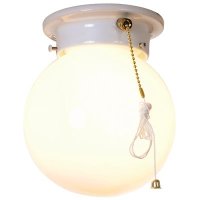 6 in. Globe Ceiling Fixture with Pull Chain White