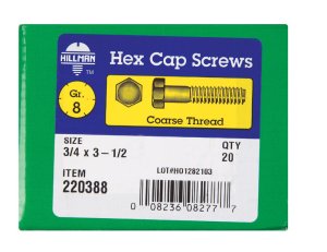 3/4 in. Dia. x 3-1/2 in. L Heat Treated Steel Hex Head C