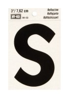 3 in. Reflective Black Vinyl Self-Adhesive Letter S 1 pc.