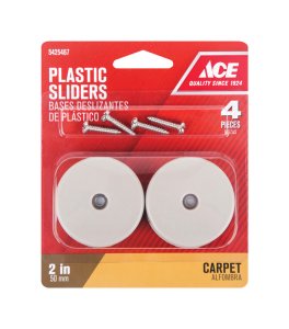 Plastic Slide Glide Off-White Round 2 in. W 4 pk