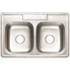 Drop-In Stainless Steel Kitchen Sink 33 in. 4-Hole Double Bowl