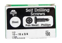 No. 10-16 X 3/4 in. Phillips Pan Head Self-Drilling Screws 100pk