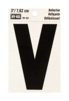 3 in. Reflective Black Vinyl Self-Adhesive Letter V 1 pc.