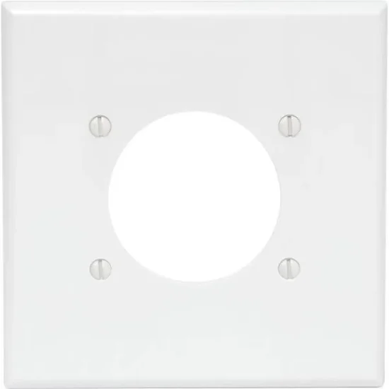 (image for) 2-Gang Single Outlet Wall Plate White