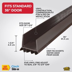 (image for) Brown Vinyl U-Shaped Bottom For Doors 36 in. L X 1.75 in.