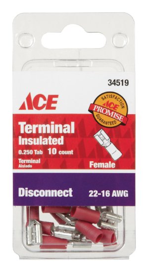 Insulated Wire Female Disconnect Red 10 pk