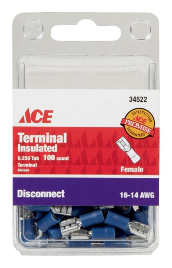 Insulated Wire Female Disconnect Blue 100 pk