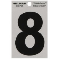 Hillman 3 in. Reflective Black Vinyl Self-Adhesive Number 8 1 pc