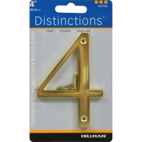 4 in. Gold Brass Screw-On Number 4 1 pc.