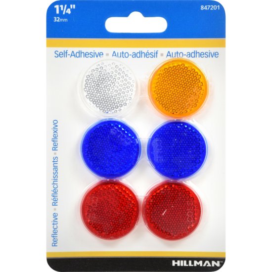 Hillman Round Assorted Reflectors 6 pk