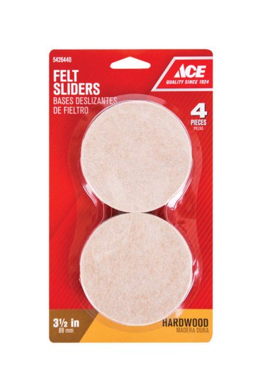 Felt Self Adhesive Slide Glide Brown Round 3-1/2 in. W 4 pk