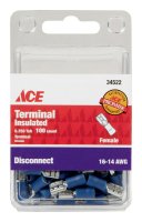 Insulated Wire Female Disconnect Blue 100 pk
