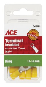 Insulated Wire Ring Terminal Yellow 7 pk