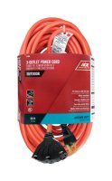 Indoor and Outdoor 50 ft. L Orange Triple Outlet Cord 14/3 S