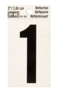 2 in. Reflective Black Vinyl Self-Adhesive Number 1 1 pc.