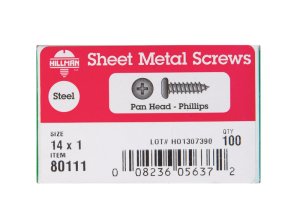 No. 14 x 1 in. L Phillips Pan Head Zinc-Plated Steel She