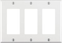 White 3 gang Thermoset Plastic GFCI/Rocker Wall Plate 1