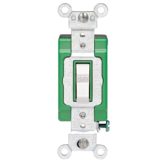 (image for) 30 amps Double Pole Toggle AC Quiet Switch White 1 pk