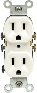 15 amps 125 volt Duplex White Outlet 5-15R 1 pk