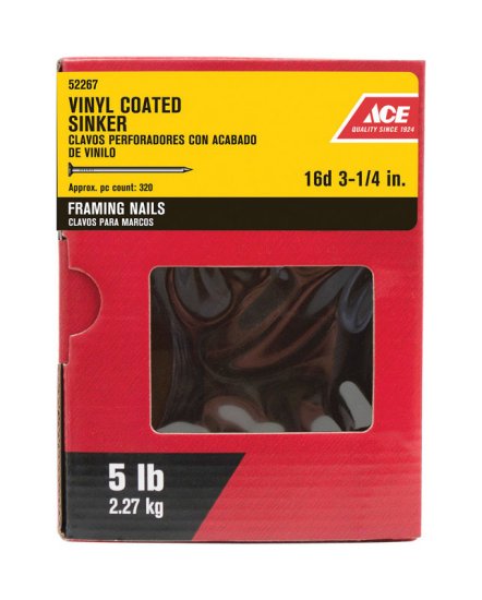 16D 3-1/4 in. Sinker Vinyl Steel Nail Checkered 5 lb.