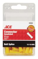 Insulated Wire Butt Connector Yellow 50 pk