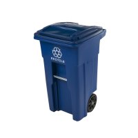 Toter 32 gal Blue Polyethylene Wheeled Recycling Bin Lid Include