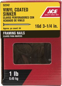 16D 3-1/4 in. Sinker Vinyl Steel Nail Checkered 1 lb.