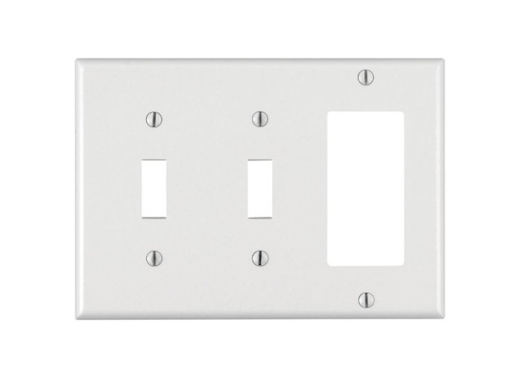 White 3 gang Thermoset Plastic GFCI/Rocker/Toggle Wall P