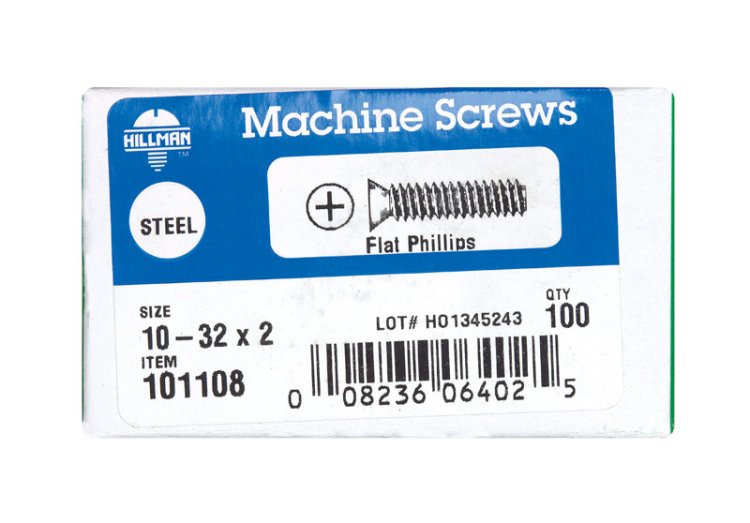 No. 10-32 in. x 2 in. L Phillips Flat Head Zinc-Plated S