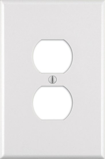 White 1 gang Plastic Duplex Outlet Wall Plate Jumbo