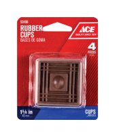 Rubber Caster Cup Brown Square 1-1/2 in. W x 1-1/2 in. L 4 p
