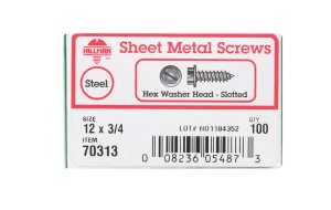 No. 12 x 3/4 in. L Slotted Hex Washer Head Zinc-Plated S