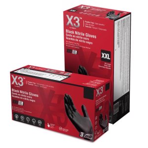 (image for) Nitrile Disposable Gloves Medium Black Powder Free 100 pk